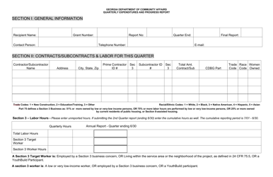 Quarterly Expenditures and Progress Report - Accomplishments for Jobs - Georgia (United States)