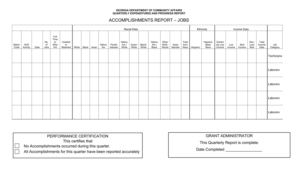 Quarterly Expenditures and Progress Report - Accomplishments for Jobs - Georgia (United States), Page 4