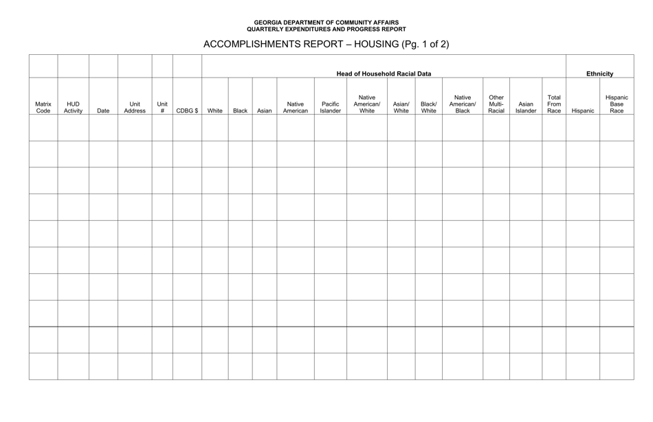 Quarterly Expenditures and Progress Report - Accomplishments for Housing - Georgia (United States), Page 4
