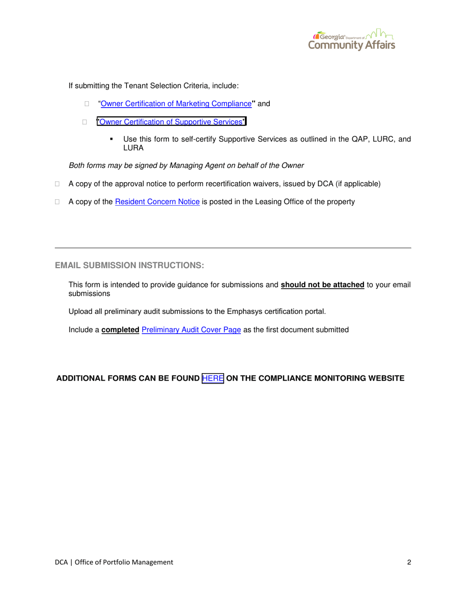 Preliminary Audit Checklist - Georgia (United States), Page 2