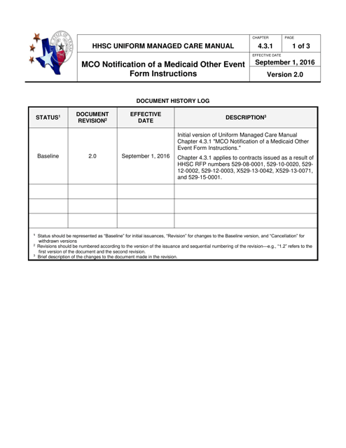 Instructions for Mco Notification of a Medicaid Other Event Form - Texas Download Pdf