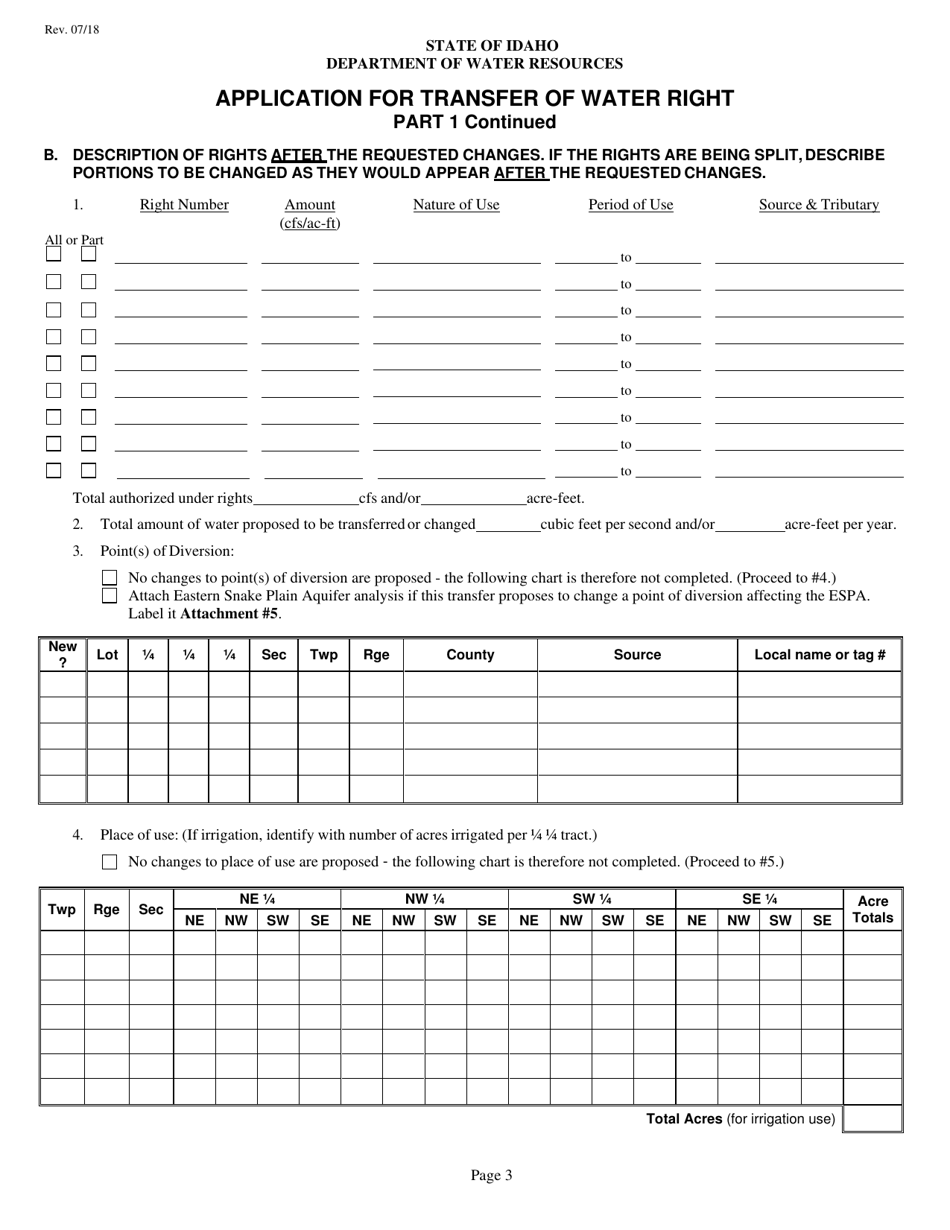 Application for Transfer of Water Right - Idaho, Page 3