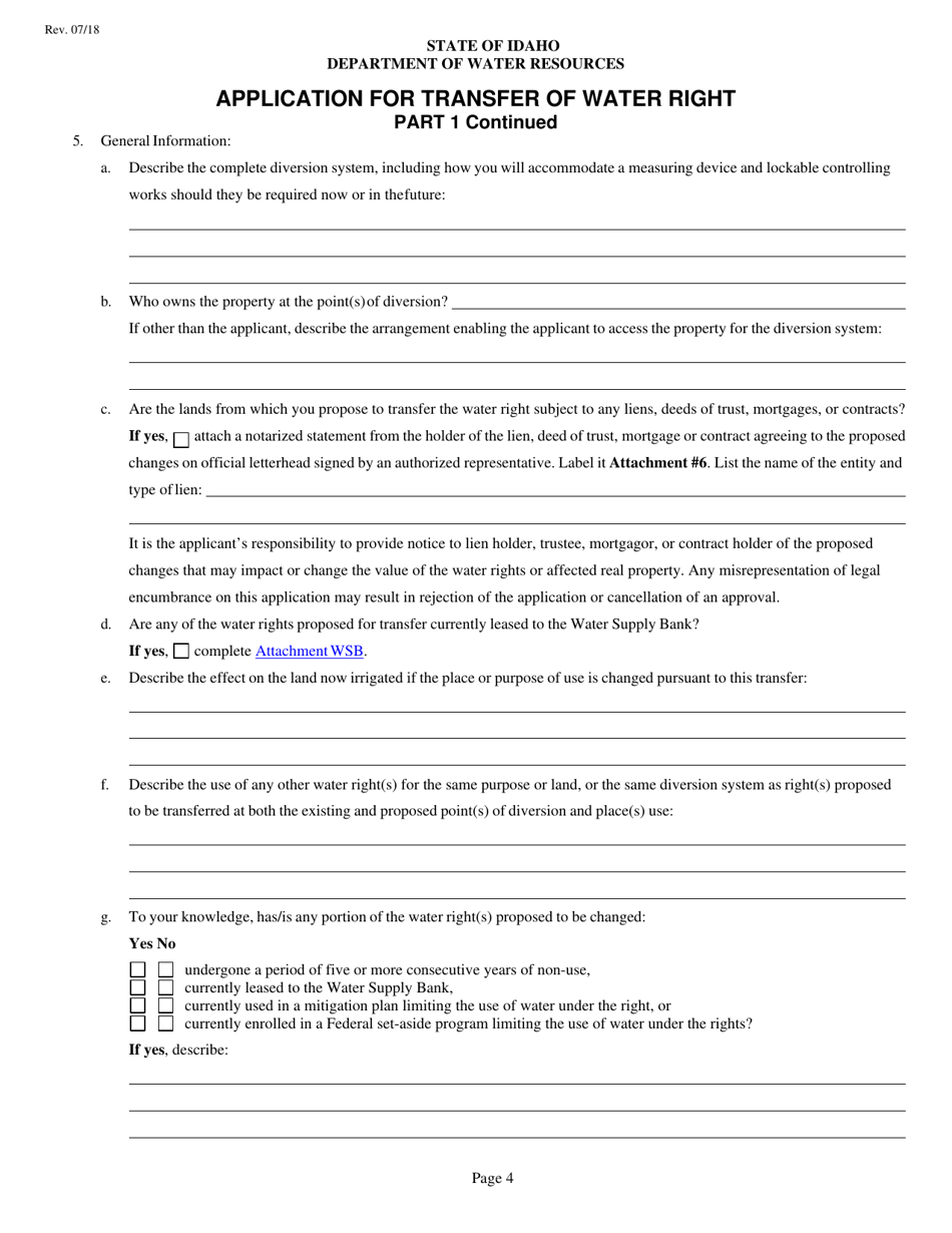 Application for Transfer of Water Right - Idaho, Page 4