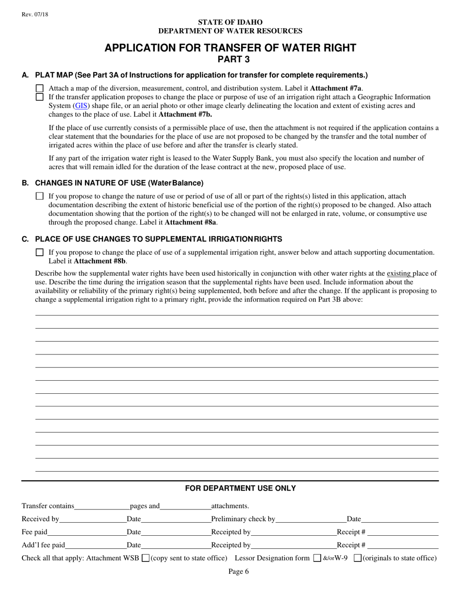 Application for Transfer of Water Right - Idaho, Page 6