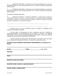 Revelacion Y Consentimiento - Anestesia Y Control De Dolor (Analgesia) Perioperatorio - Texas (Spanish), Page 2