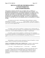 Divulgacion De Informacion Y Consentimiento Para Radioterapia - Texas (Spanish)