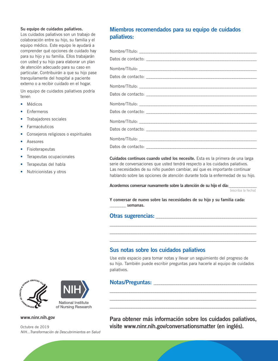 Pediatric Palliative Care Tear-Off Pad (Spanish), Page 4