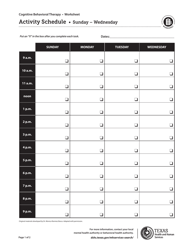 Document preview: Activity Schedule - Cognitive Behavioral Therapy - Texas