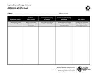 Document preview: Assessing Schemas - Cognitive Behavioral Therapy - Texas