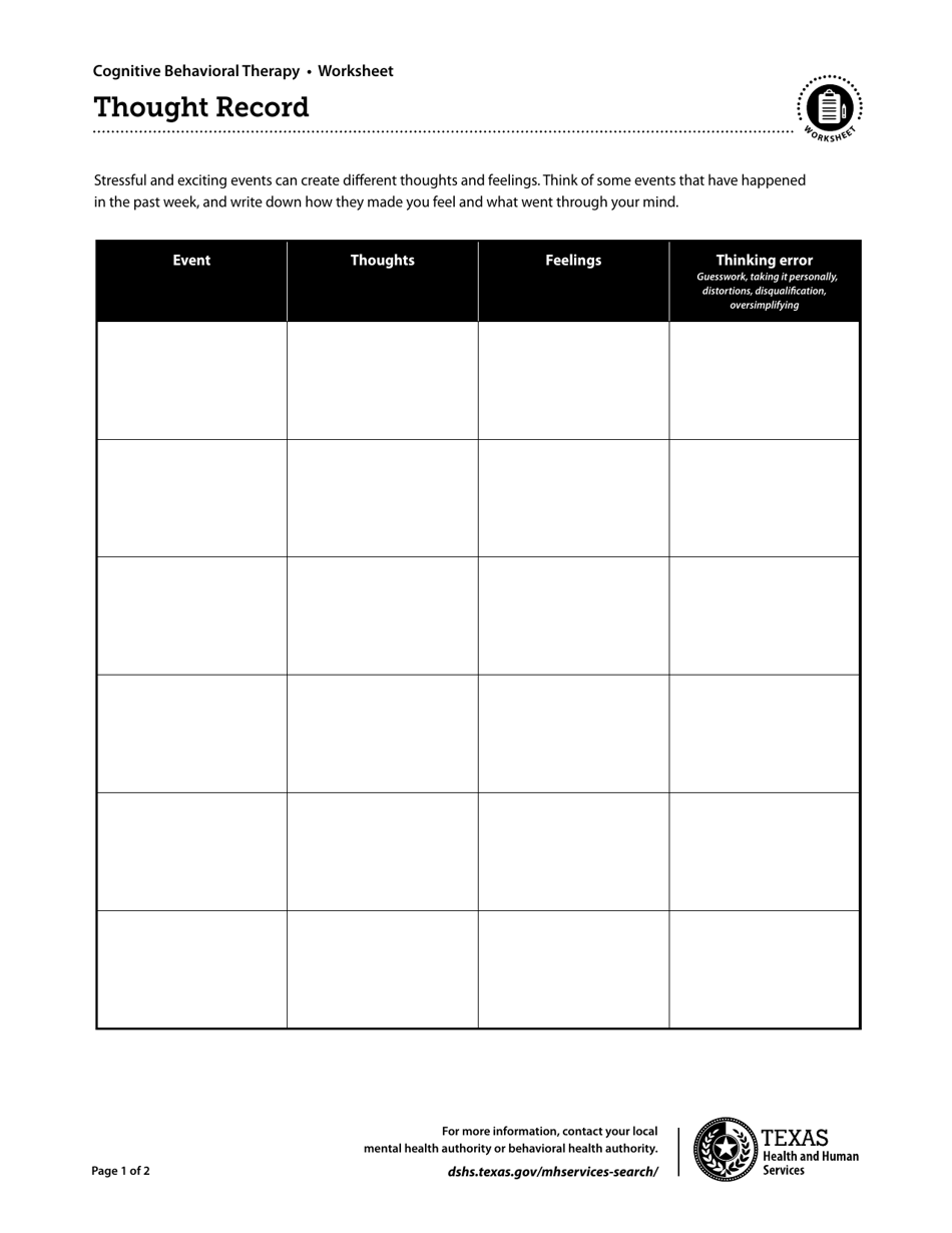 Thought Record - Texas, Page 1