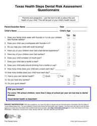 Document preview: Form EF08-12879 Texas Health Steps Dental Risk Assessment Questionnaire - Texas (English/Spanish)