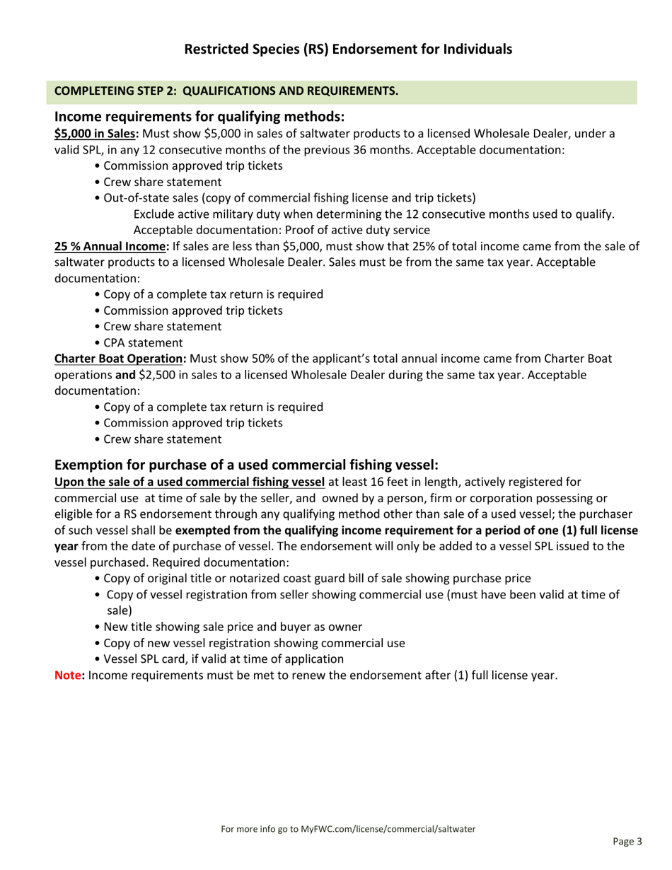 Restricted Species (Rs) Endorsement for Businesses - Florida, Page 3