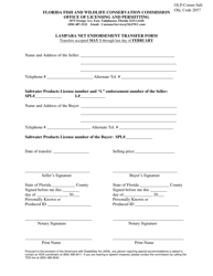 Document preview: Lampara Net Endorsement Transfer Form - Florida