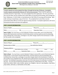 Form DMF SL-3000A Stone Crab Trap Certificate Transfer Form - Immediate Family - Florida