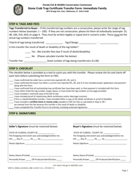 Form DMF SL-3000A Stone Crab Trap Certificate Transfer Form - Immediate Family - Florida, Page 2
