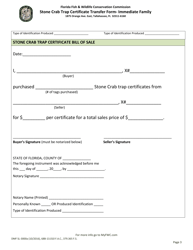 Form DMF SL-3000A Stone Crab Trap Certificate Transfer Form - Immediate Family - Florida, Page 3