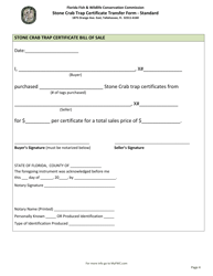 Stone Crab Trap Certificate Transfer Form - Standard - Florida, Page 4