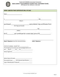 Form FWC20-173B Spiny Lobster Trap Certificate Transfer Form - Immediate Family - Florida, Page 3