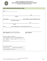 Form FWC20-173A Spiny Lobster Trap Certificate Transfer Form - Standard - Florida, Page 4