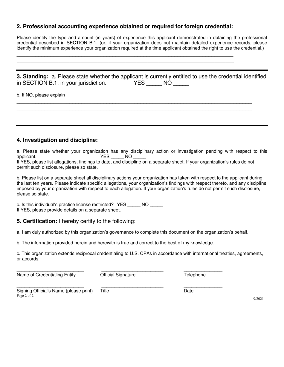 Application for CPA License - International Reciprocity - Idaho, Page 6