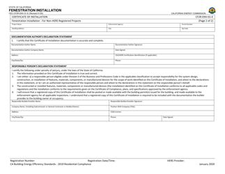 Form CEC-CF2R-ENV-01 Fenestration Installation - California, Page 2