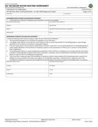 Form CEC-CF1R-STH-01 Og 100 Solar Water Heating Worksheet - California, Page 2