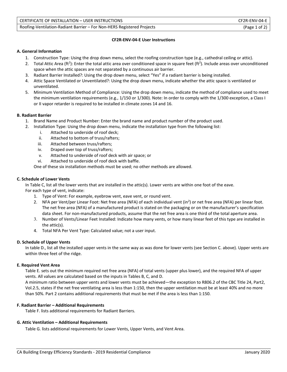 Form CEC-CF2R-ENV-04 Roofing-Ventilation-Radiant Barrier - California, Page 4