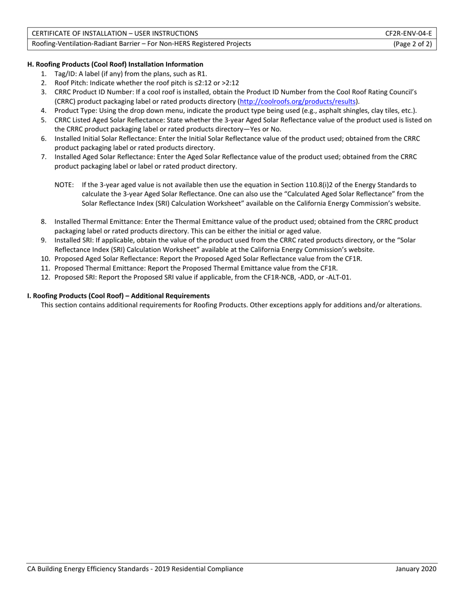 Form CEC-CF2R-ENV-04 Roofing-Ventilation-Radiant Barrier - California, Page 5