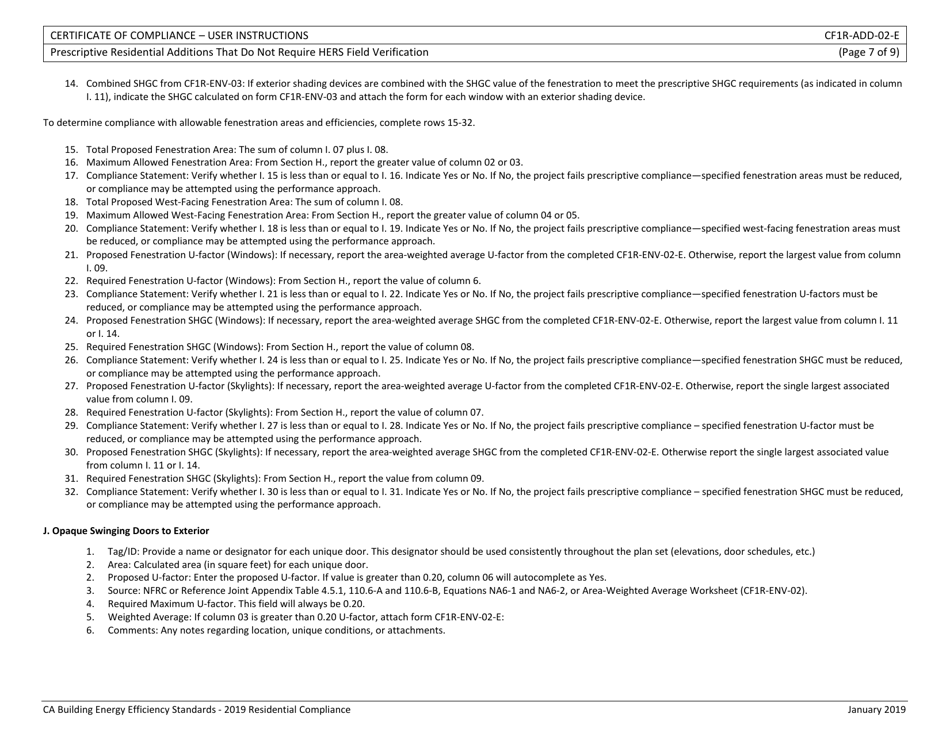 Form CEC-CF1R-ADD-02 Prescriptive Residential Additions That Do Not Require Hers Field Verification - California, Page 16