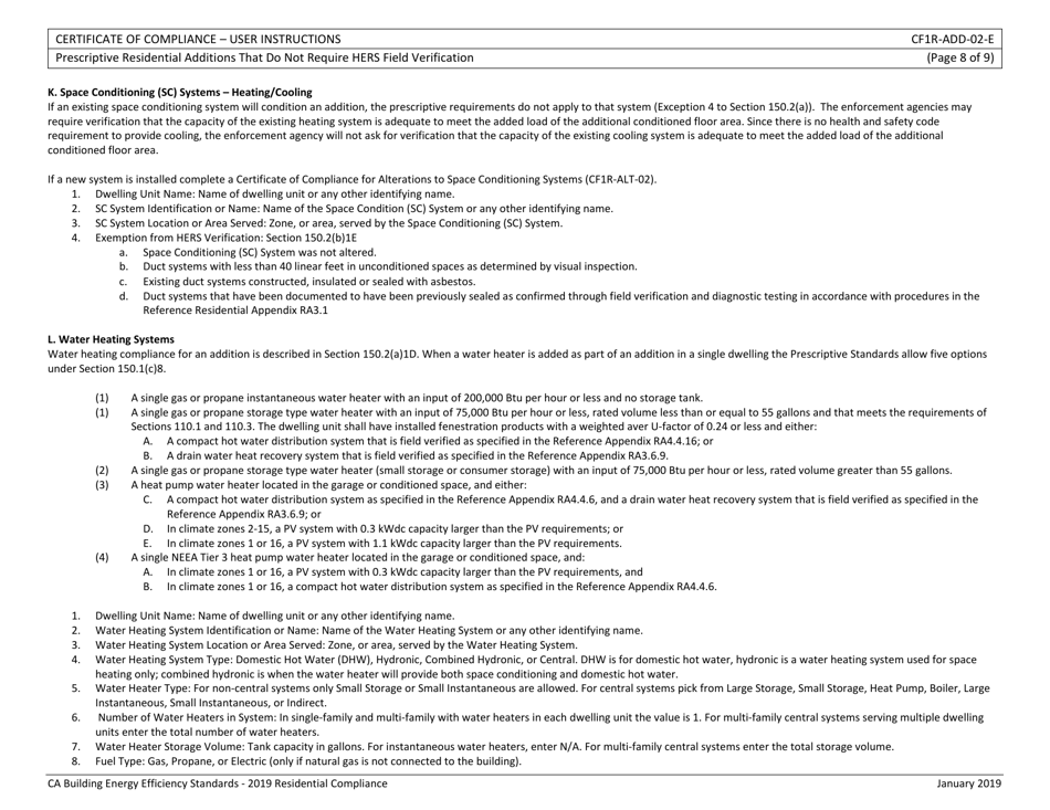 Form CEC-CF1R-ADD-02 Prescriptive Residential Additions That Do Not Require Hers Field Verification - California, Page 17