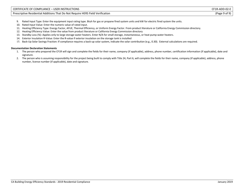Form CEC-CF1R-ADD-02 Prescriptive Residential Additions That Do Not Require Hers Field Verification - California, Page 18