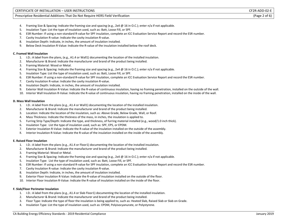 Form CEC-CF2R-ADD-02 Prescriptive Residential Additions That Do Not Require Hers Field Verification - California, Page 11