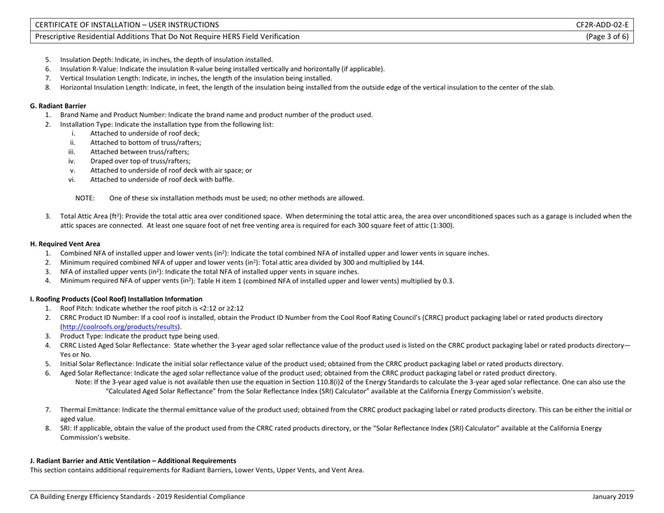 Form CEC-CF2R-ADD-02 Prescriptive Residential Additions That Do Not Require Hers Field Verification - California, Page 12