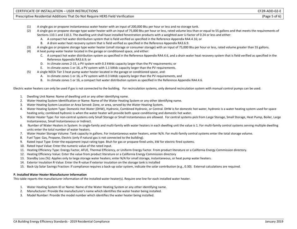 Form CEC-CF2R-ADD-02 Prescriptive Residential Additions That Do Not Require Hers Field Verification - California, Page 14