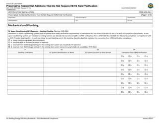 Form CEC-CF2R-ADD-02 Prescriptive Residential Additions That Do Not Require Hers Field Verification - California, Page 7