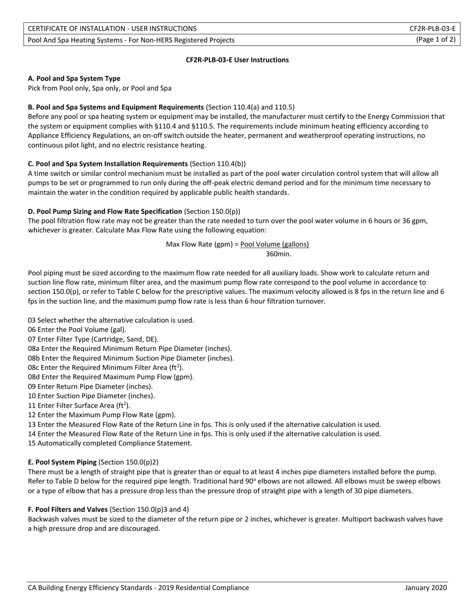 Form CEC-CF2R-PLB-03 Pool and SPA Heating Systems - California, Page 4