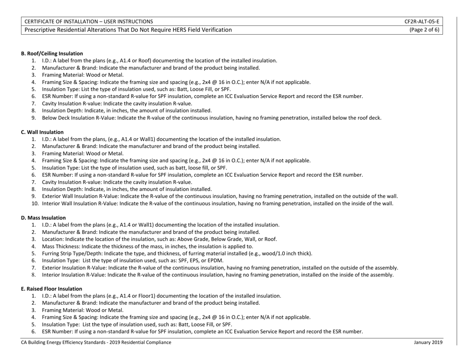 Form CEC-CF2R-ALT-05 Prescriptive Residential Alterations That Do Not Require Hers Field Verification - California, Page 11