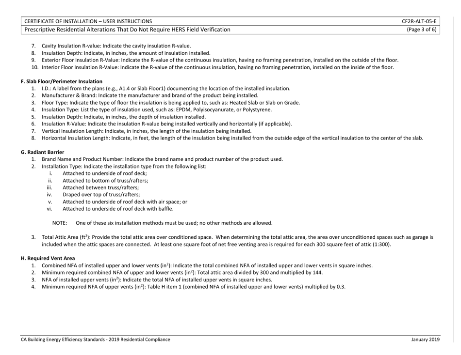 Form CEC-CF2R-ALT-05 Prescriptive Residential Alterations That Do Not Require Hers Field Verification - California, Page 12
