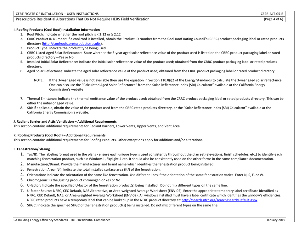 Form CEC-CF2R-ALT-05 Prescriptive Residential Alterations That Do Not Require Hers Field Verification - California, Page 13