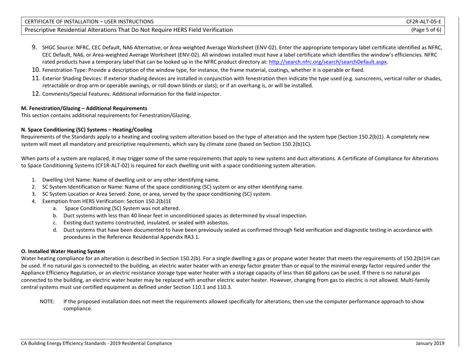 Form CEC-CF2R-ALT-05 Prescriptive Residential Alterations That Do Not Require Hers Field Verification - California, Page 14