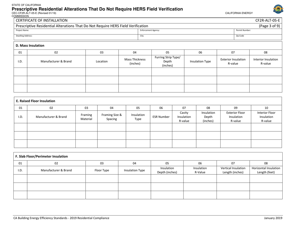 Form CEC-CF2R-ALT-05 Prescriptive Residential Alterations That Do Not Require Hers Field Verification - California, Page 3