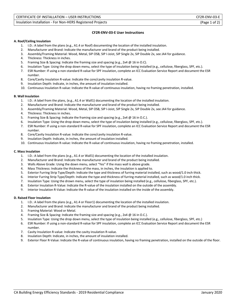 Form CF2R-ENV-03-E Insulation Installation for Non-hers Registered Projects - California, Page 6