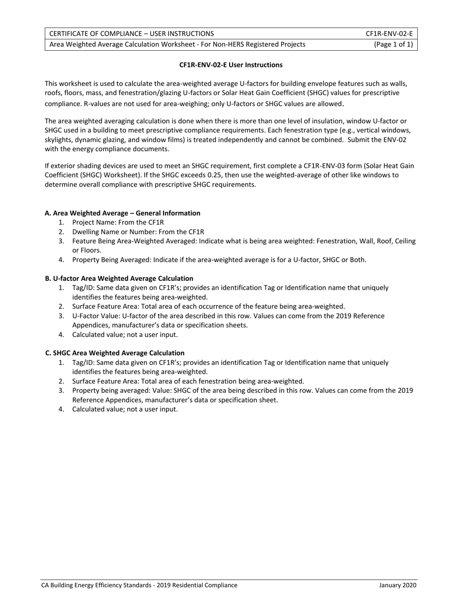 Form CF1R-ENV-02-E Area Weighted Average Calculation Worksheet for Non-hers Registered Projects - California, Page 3