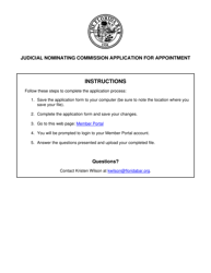 Document preview: Judicial Nominating Commission - Application for Appointment - Florida