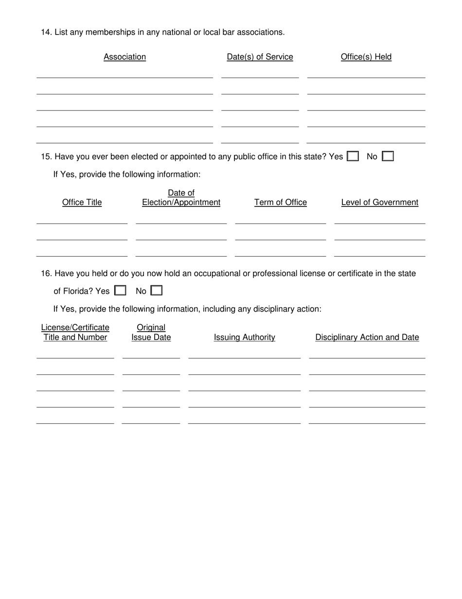 Judicial Nominating Commission - Application for Appointment - Florida, Page 5