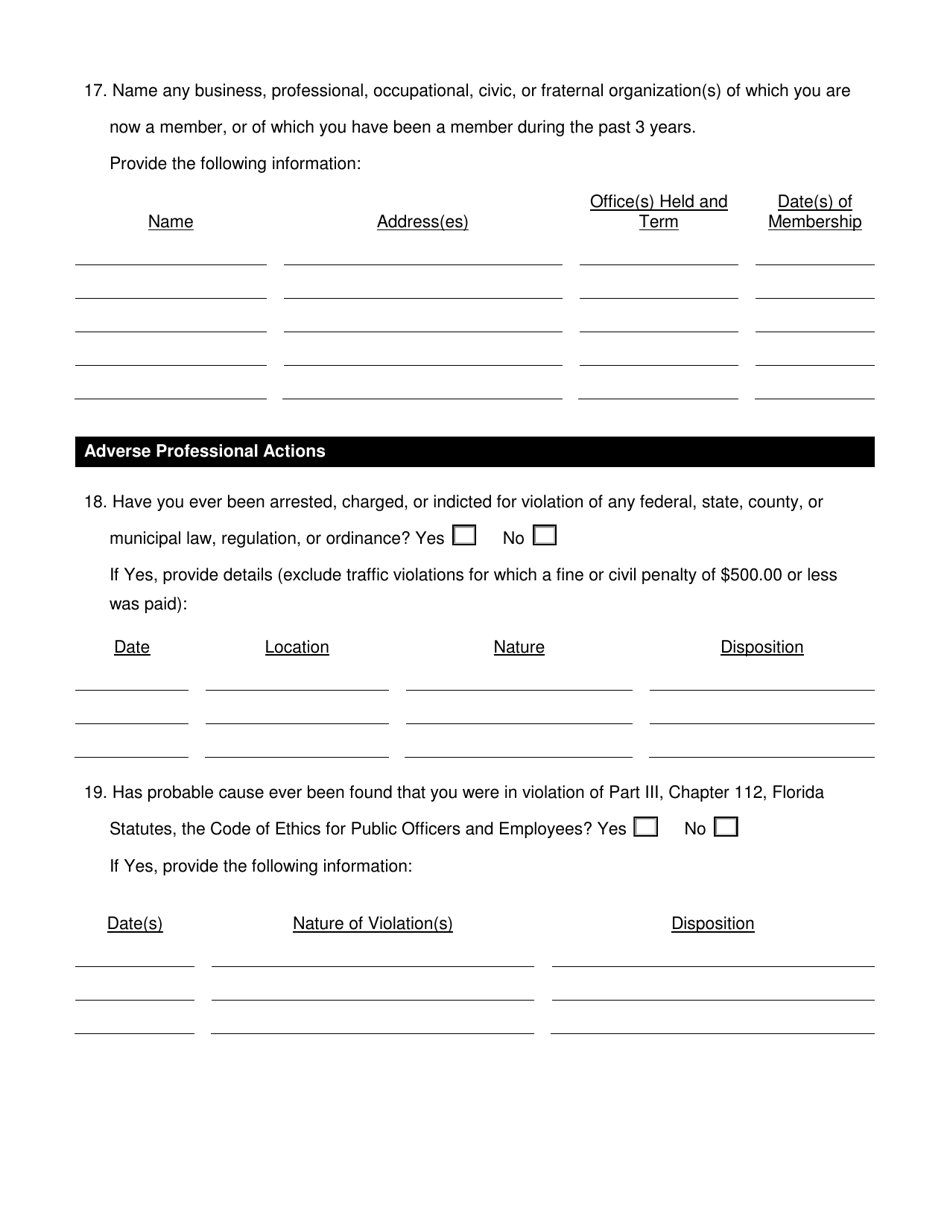 Judicial Nominating Commission - Application for Appointment - Florida, Page 6