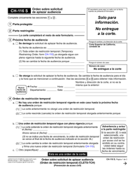 Document preview: Formulario CH-116 Orden Sobre Solicitud De Aplazar Audiencia - California (Spanish)