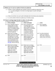 Formulario CH-116 Orden Sobre Solicitud De Aplazar Audiencia - California (Spanish), Page 2