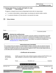 Formulario CH-116 Orden Sobre Solicitud De Aplazar Audiencia - California (Spanish), Page 3