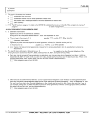 Form PLD-C-500 Complaint - Recovery of Covid-19 Rental Debt - California, Page 2